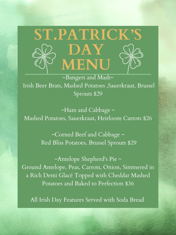 St. Patrick's Day Menu